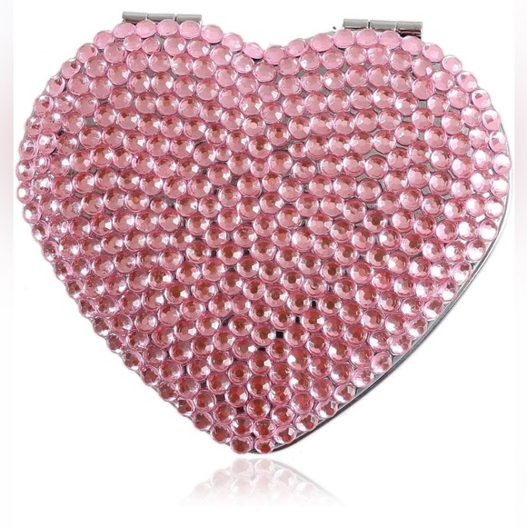 Paris Hilton nwt light pink Barbie barbiecore heart compact double Mirror - Picture 1 of 4
